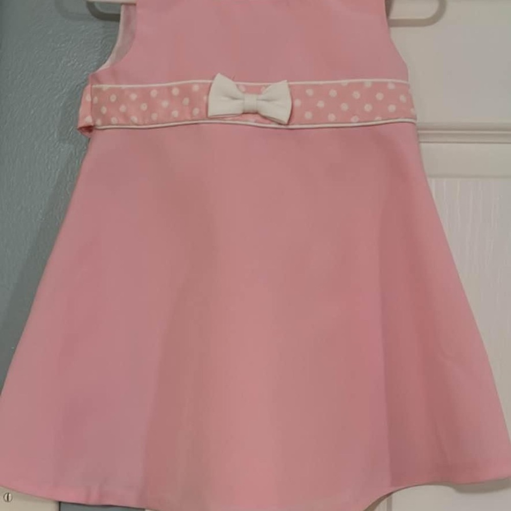 Pink Polka Dot Bow Kids Dress